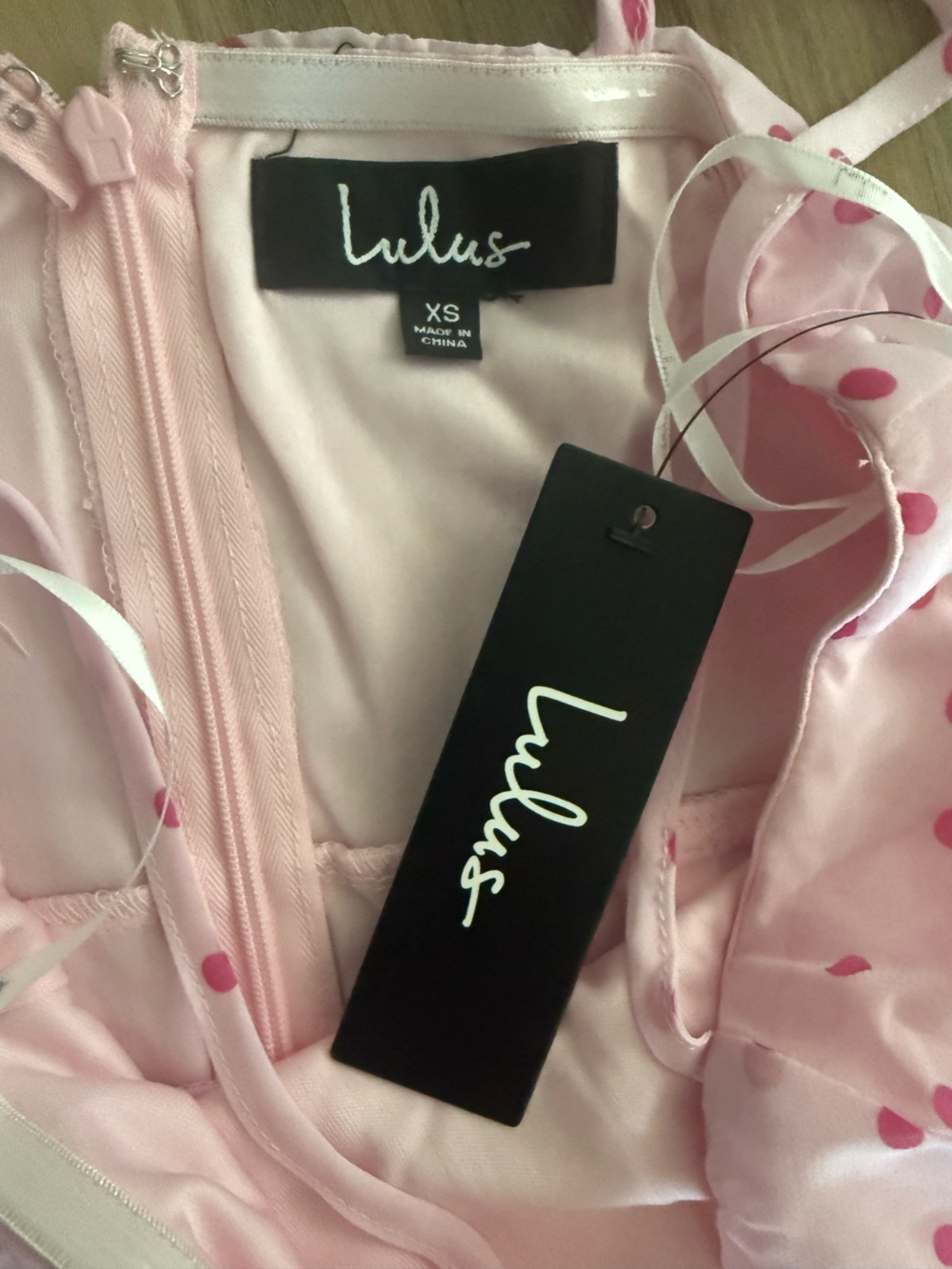 Lulu's Nellie Pink Polka Dot Ruffled Midi Dress - Size XS - Picture 7 of 8